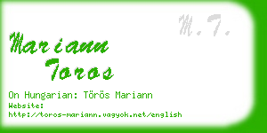 mariann toros business card